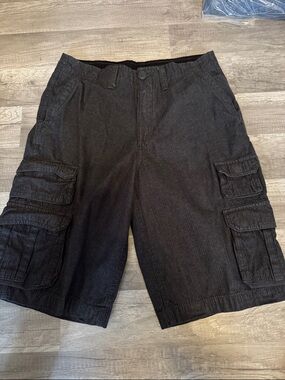 Faded Glory Black Cargo Shorts with Multiple Pockets